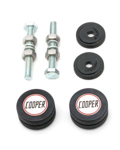 Classic Mini Cooper Knurled Grille Buttons - Black with badge