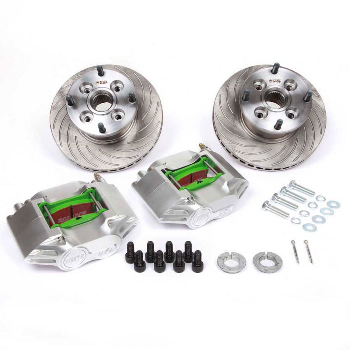 Uprated Mini Cooper Vented Brake Conversion with 7.9" brake discs and anodised silver alloy calipers